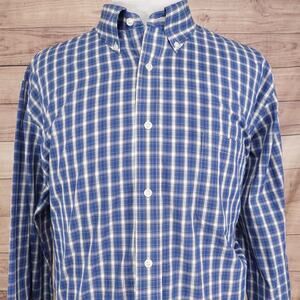 Croft & Barrow‎ Shirt Mens 2XL 18.5-19 36/37Blue Plaid Long Sleeve Button Down